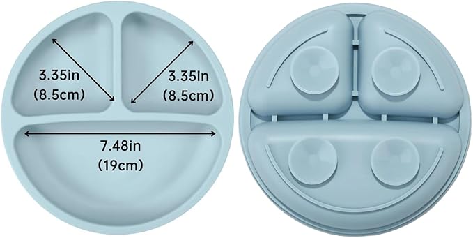 PandaEar 3 Pack Toddler Plates, Silicone Divided Suction Plate for Babies, BPA-Free 100% Food-Grade Silicone Unbreakable Baby Plate (Pink/Purple/Blue)