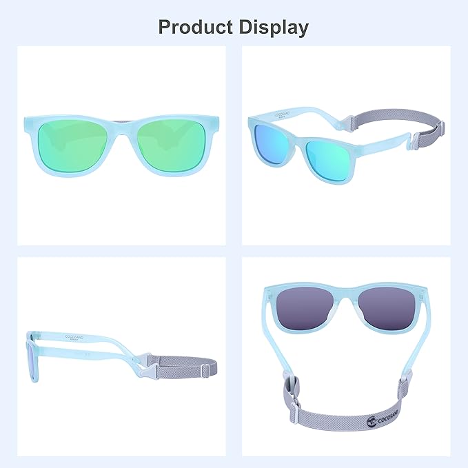 COCOSAND Flexible Baby Sunglasses with Strap Polarized UV Protection for Toddler Infant Newborn Boy Girl Age 0-24 Months