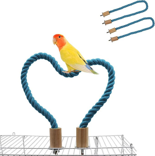 2 Pack Bird Rope Perch & Swing, Bird Cage Stand Pole Accessories, Climbing Toy by Dnoifne