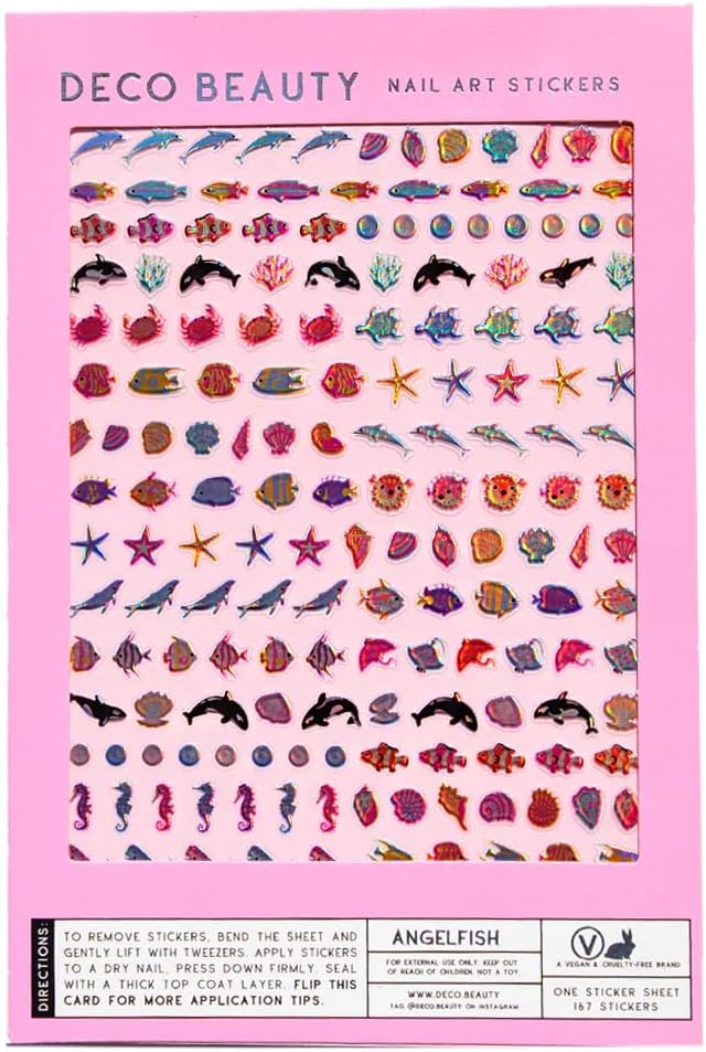 Angelfish Nail Stickers - Lightweight & Easy-to-Apply Nail Art with Trendy Designs - Durable & Long-Lasting Nail Stickers for Women, Ideal for DIY Manicures & Salon-Quality Nails