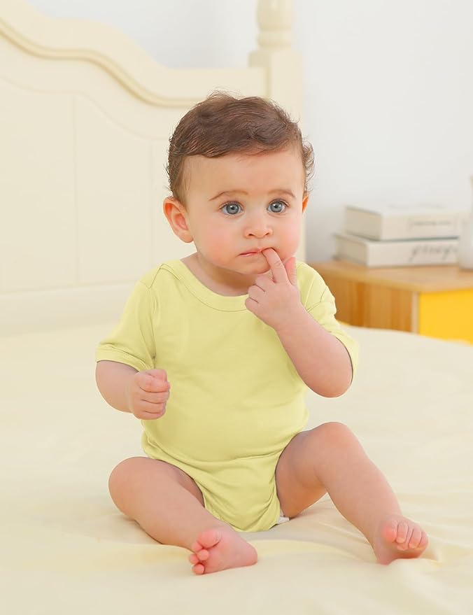 Jimonda Baby Bodysuits Rayon from Bamboo Short Sleeve Baby Boys Girls Rompers Soft Outfits Newborn Clothes