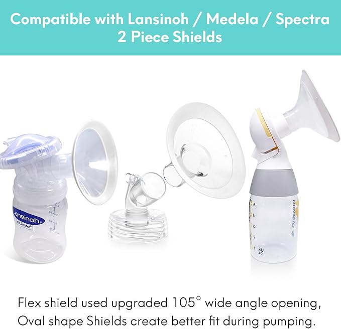 2 Count of 15mm Breast Pump Flanges Compatible with Medela/Lansinoh ComfortFit, Replace Medela PersonalFit Breast Shields, Accessories for Pump in Style Symphony Swing Harmony Freestyle Pump Parts