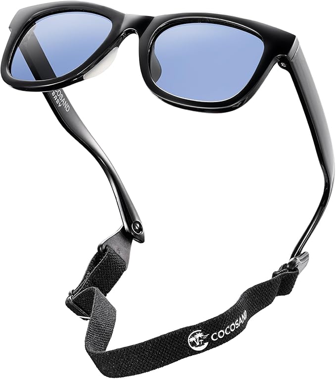 COCOSAND Flexible Baby Sunglasses with Strap Polarized UV Protection for Toddler Infant Newborn Boy Girl Age 0-24 Months