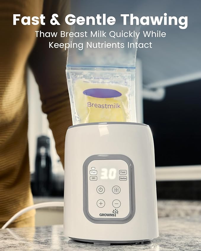 Bottle Warmer, GROWNSY 8-in-1 Fast Baby Milk Warmer with Timer for Breastmilk or Formula, Accurate Temperature Control, with Defrost, Sterili-zing, Keep, Heat Baby Food Jars Function