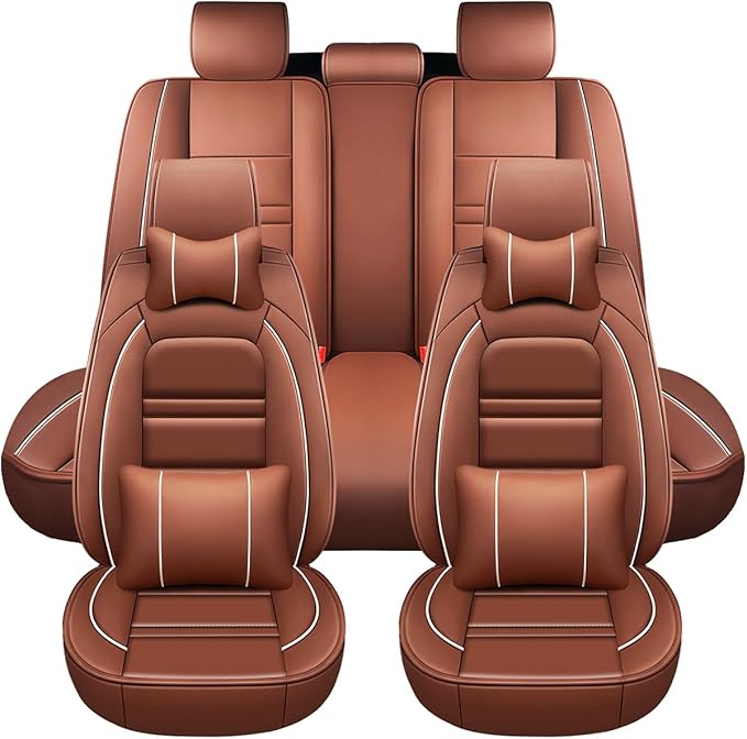 Car Seat Covers for JP Wrangler 2007-2025 | 5-Seats Seat Covers, Waterproof Seat Protectors, Automotive Seat Covers (Full Set with Pillow,Coffee)