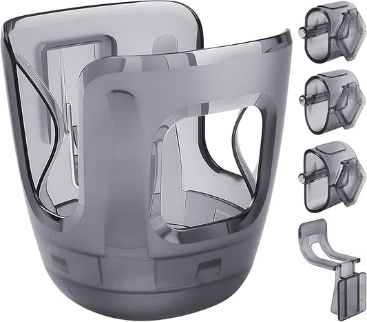 Stroller Cup Holder Fits for UPPAbaby Vista/Vista V2/Vista V3/Cruz/Cruz V2/Cruz V3/Minu/Minu V2/Minu V3/Minu Duo, Holds Different Drink Sizes, One-Hand Quick Install/Remove, Folds with Stroller