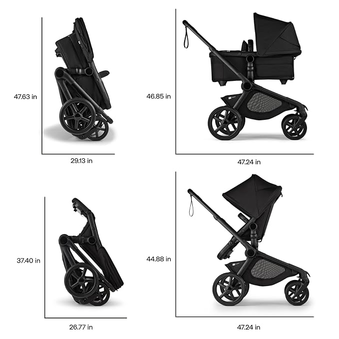 Bugaboo Kangaroo All-Terrain Single-to-Double Tandem Stroller for Infant and Toddler, for Up to Three Kids, XL Wheels, One-Hand Operation, Large Bassinet, XL Underseat Storage (Dark Cherry)