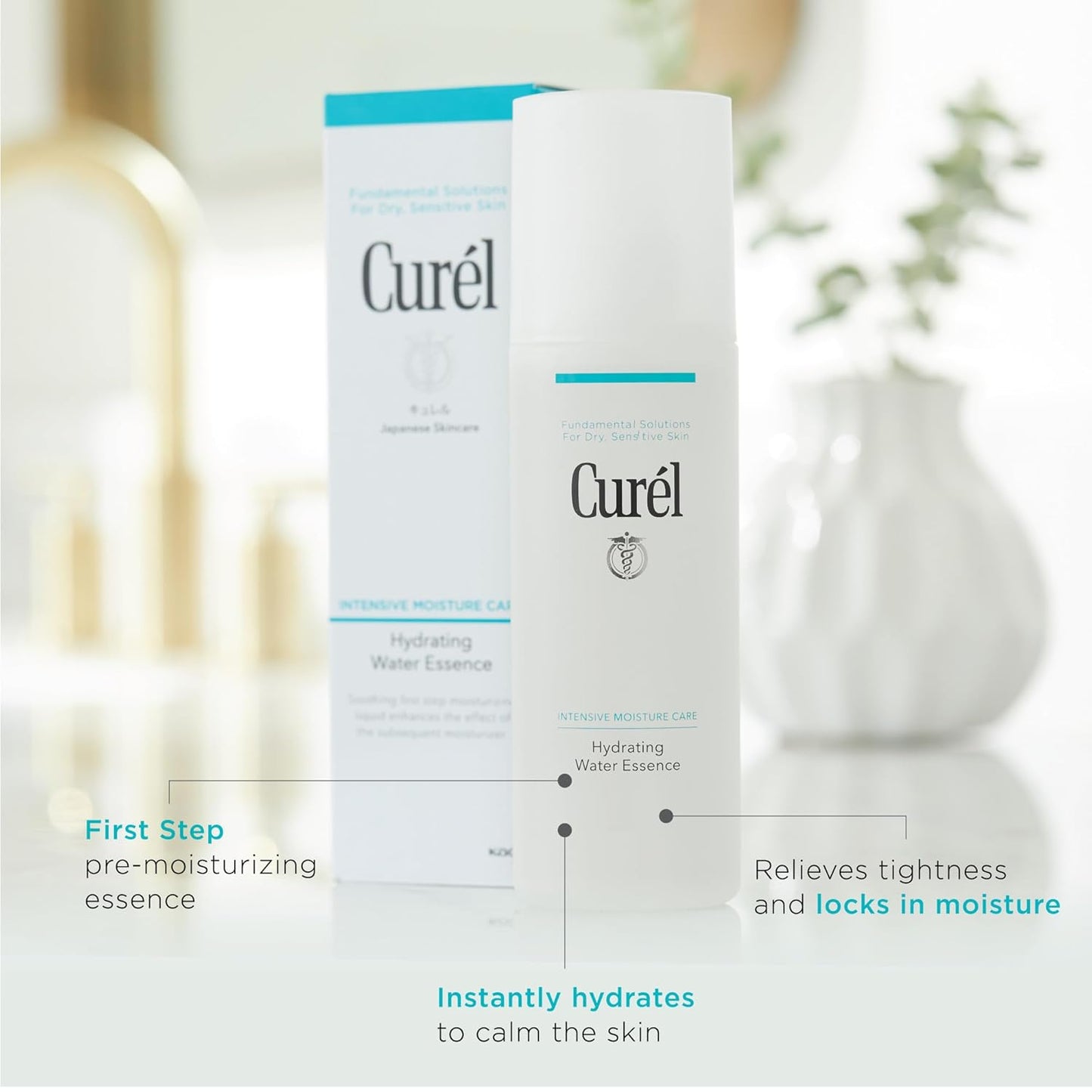Curel Japanese Skin Care Hydrating Water Essence Toner, Water Based Face Moisturizer for Dry Skin, Serum for Face, 5 Oz