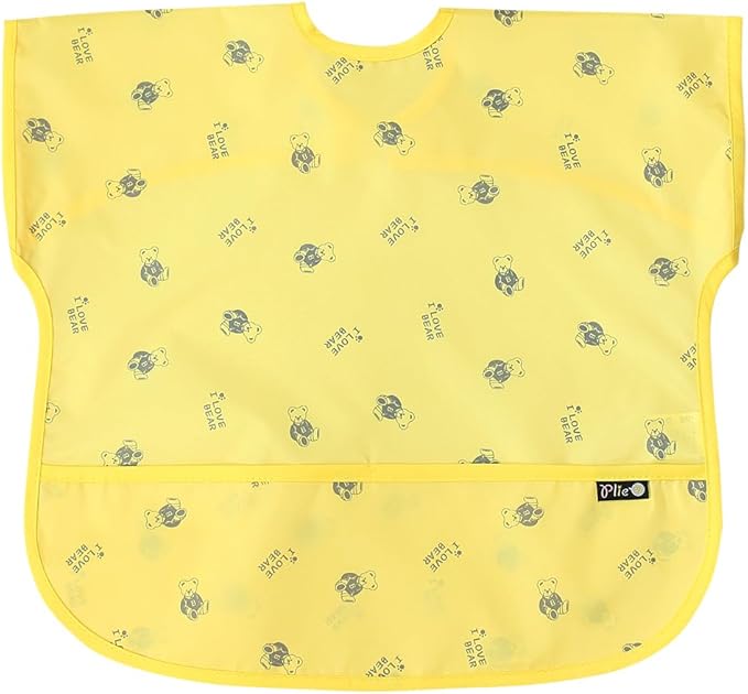 Short Sleeve Waterproof Bib for Toddlers – Feeding Apron for Mealtime, Daycare, Self-Feeding & Messy Play, Baby Bib