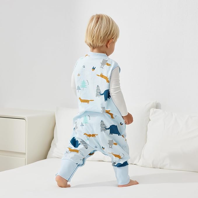 Duomiaomiao 0.5 TOG Toddler Sleep Sack 36-48 Months 100% Cotton Lightweight Baby Sleep Sack with Feet, Breathable Comfy Toddler Wearable Blanket