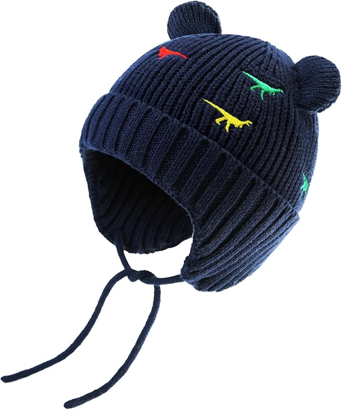 BAVST Baby Beanie Hat for Winter with Earfalp Cute Bear Kids Toddler Girls Boys Warm Knit Cap 0-2Years