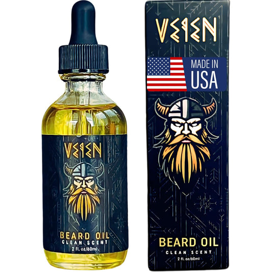 Veien Beard Oil for Men Premium All-Natural 2floz Made in USA for Thicker Darker Fuller Growth Moisturizes Conditions Softens Strengthens Smooths Frizz Hydrates for All Hair & Skin Types Reduces Itch