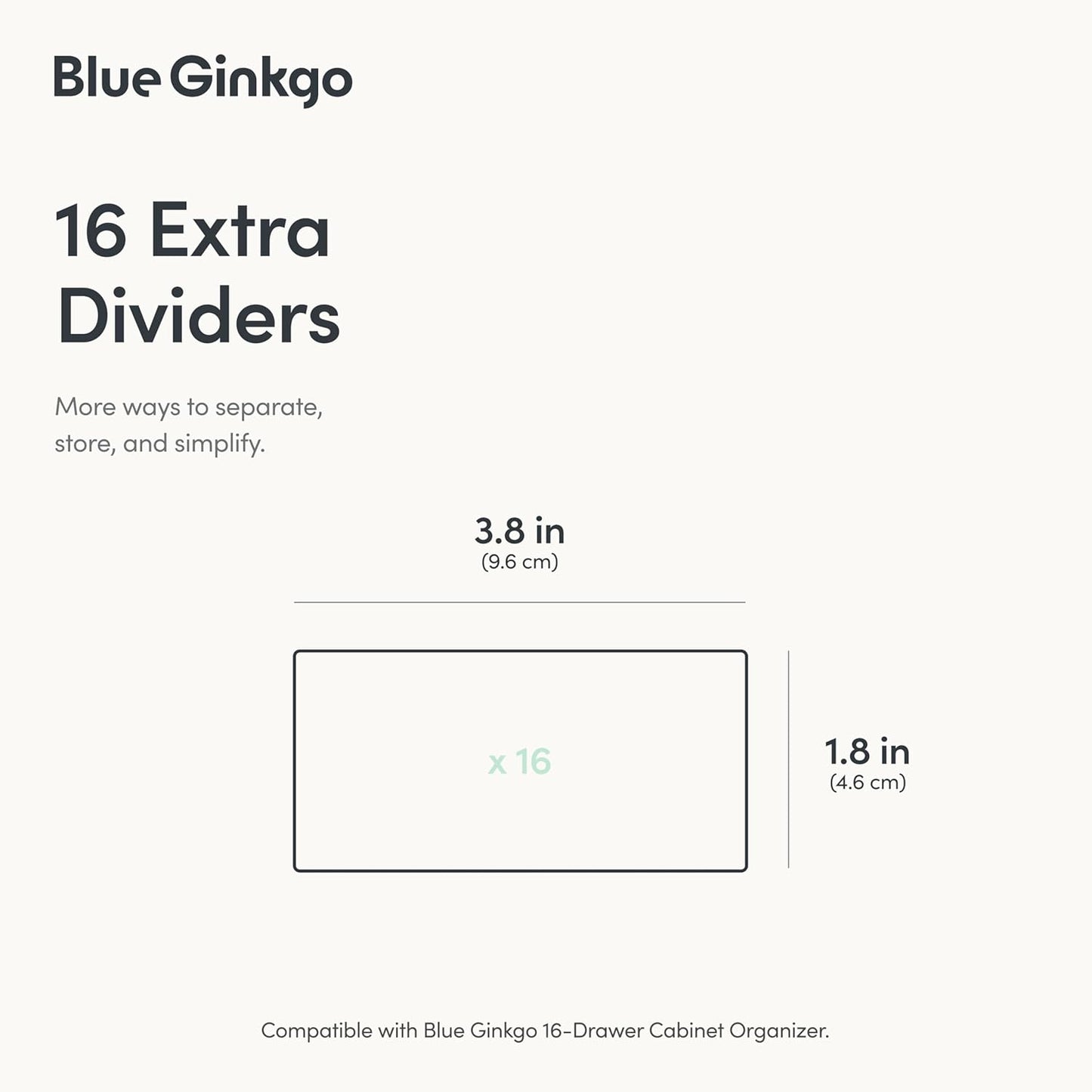 BLUE GINKGO 16 Dividers - Compatible with Medium 16-Drawer Storage Cabinet (16-Pack) - Clear