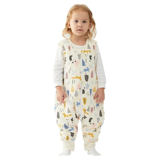 Duomiaomiao 2.5 TOG Toddler Sleep Sack 6-12 Months 100% Cotton Winter Baby Sleep Sack with Feet, Warm Comfy Toddler Wearable Blanket