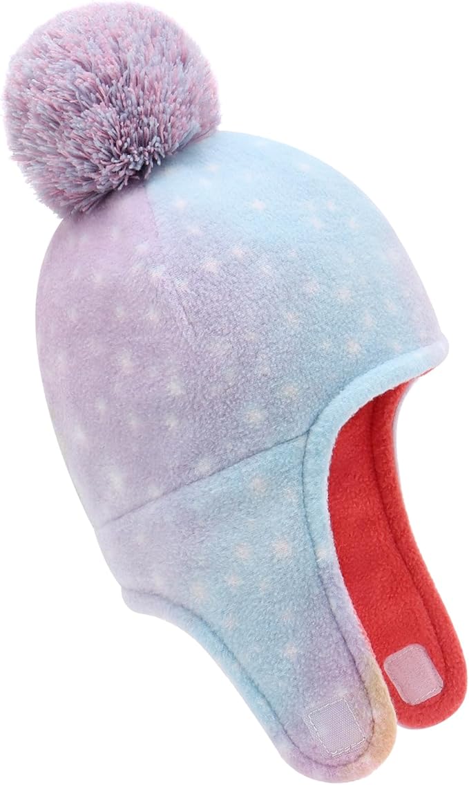 Baby Beanie Hat Pom Full Hood Hat Toddler Winter Hat Fleece Earflap Cap for 6M-4T Boys Girls Winter