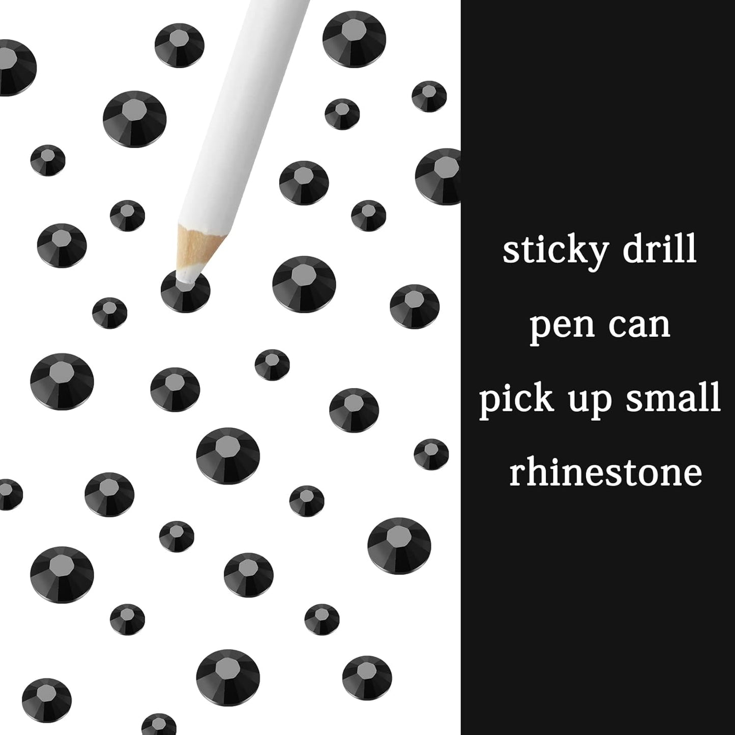 Multi Size 3mm 4mm 5mm Rhinestones Set for Nails Crafts Black Non Hotfix Rhinestone Nail Gems Rhinestones Round Flat Back Resin Rhinestone for Makeup Clothes Shoes Eyes Bottles Crafts