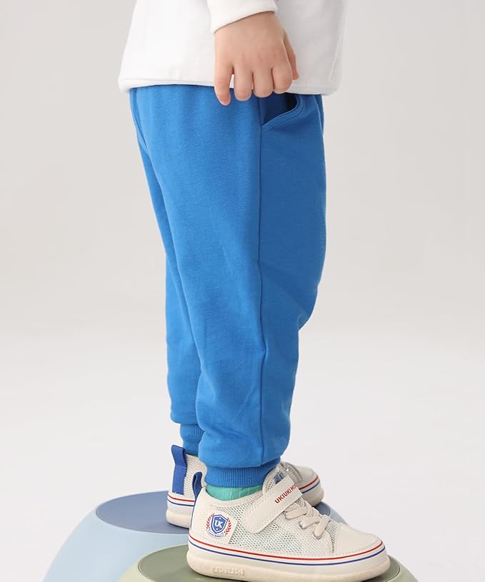 GFQLONG 2/3 Pack Toddler Pants Sweatpants Boys Cotton Joggers, Athletic Pull on Sweat Pants with Pockets for Kids Clothes