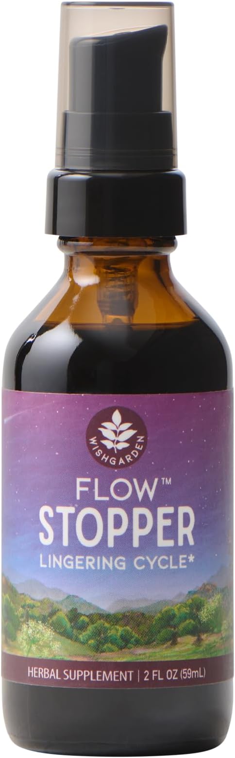 WishGarden Herbs Flow Stopper Lingering Cycle (Wombstringe) - Plant-Based Herbal Formula w/Shepherd's Purse & Witch Hazel, Moderates Breatkthrough Bleeding, Blood Flow & Spotting Between Cycles, 2oz