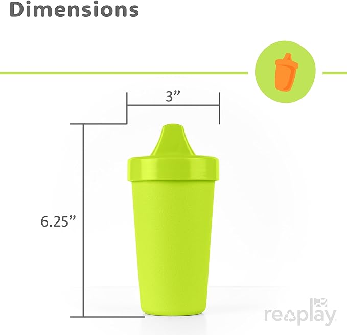Re-Play Sippy Cups for Toddlers - 10 Oz. Reusable Spill Proof Cups for Kids, Dishwasher/Microwave Safe - Made in USA - Set of 4-3.13" x 6.25" - Mermaid