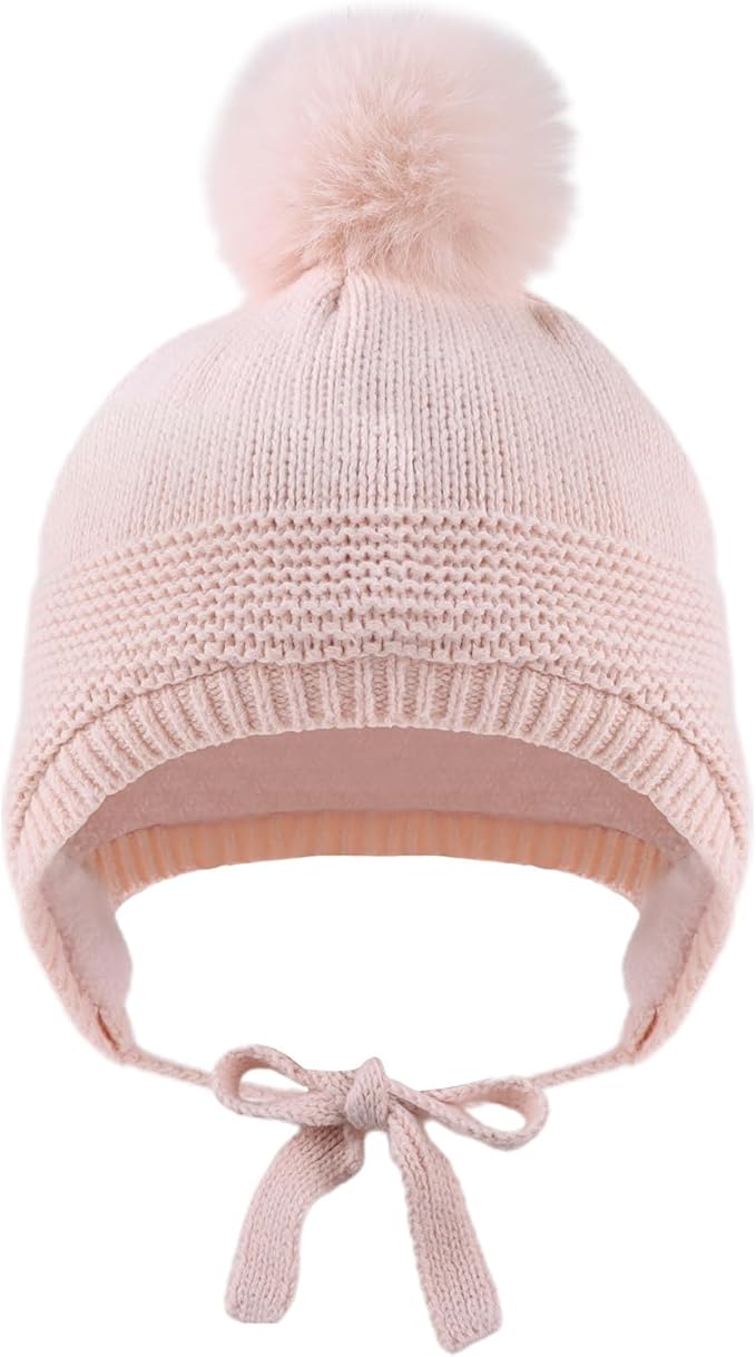 JANGANNSA Basic Winter Baby Boys Beanie Pompom Knitted Girls Hat Kids Earflap Beanies Warm Infant Toddler Hats