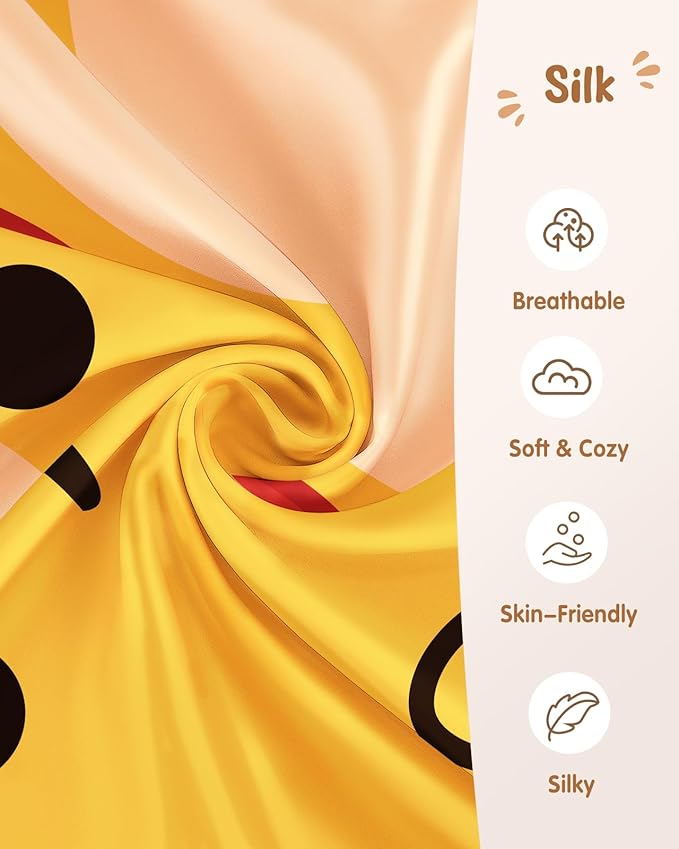 Toddler Pillowcases 13"x18" for Kids - Cute Cartoon Soft Breathable Silk Pillow Cases for Hair and Skin with Hidden Zipper for Boys Girls Fun Kawaii Design for Bedding, Yellow Bear