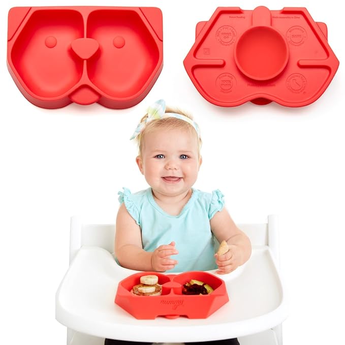 Nummy BOWL - Pure Silicone Bowl with Hidden Suction Cup for Babies and Toddlers | BPA and Phthalate Free | Microwave and Dishwasher Safe | Great Baby Gift (Red, Puppy Pal Collection)