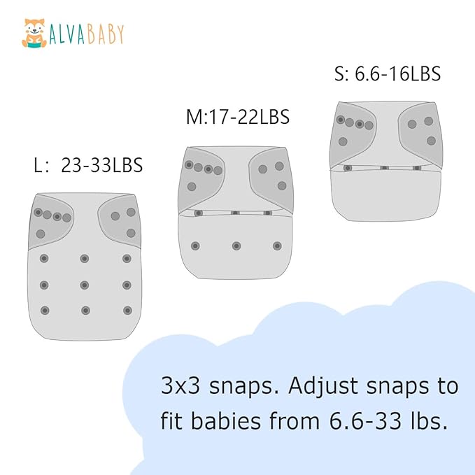 ALVABABY 6 Pack with 12 Inserts Baby Diaper Pocket Cloth Diapers Reusable Washable Adjustable for Baby Boys and Girls 6DM35