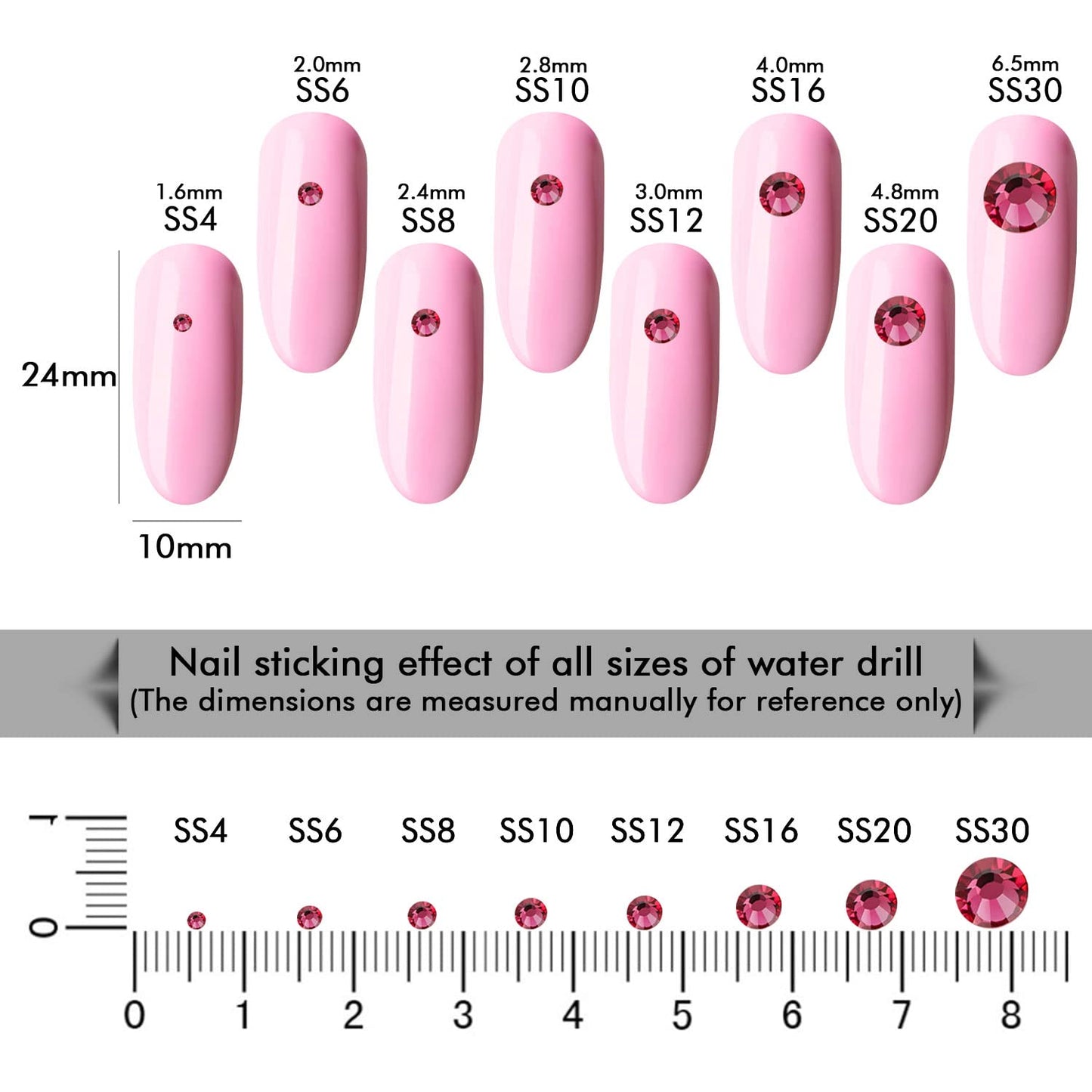 1440Pcs Rose Crystal Rhinestones,Glass Flatback Rhinestones Gemstones Mini for Nail Face Makeup Art Crafts Clothes Decoration -(SS6,2.0mm,Rose)