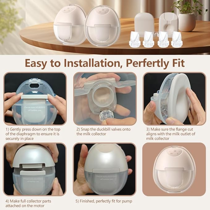 12pcs Breast Pump Parts, 8pcs Duckbill Valves and 4pcs Silicone Diaphragm Compatible with eufy S1 Pro/S1/E10/E20 Wearable Breast Pump, Replace for eufy Pump Parts, Not Original Parts