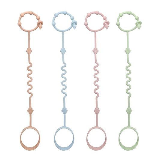 RTMOK (4Pcs) Sippy Cup Strap Keep Bottles and Sippy Cups Off The Floor, Sippy Cup Holder Strap Suitable for High Chairs, Strollers and Water Bottles- Dishwasher Safe
