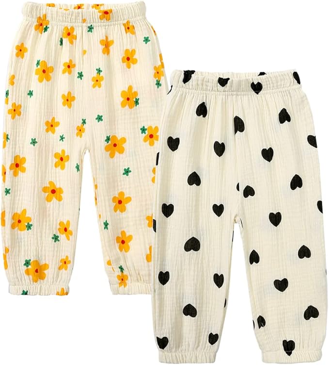 MYGBCPJS Baby Boys Girls Cotton Linen Trousers Kids Casual Ankle Pants Loose Long Bloomers