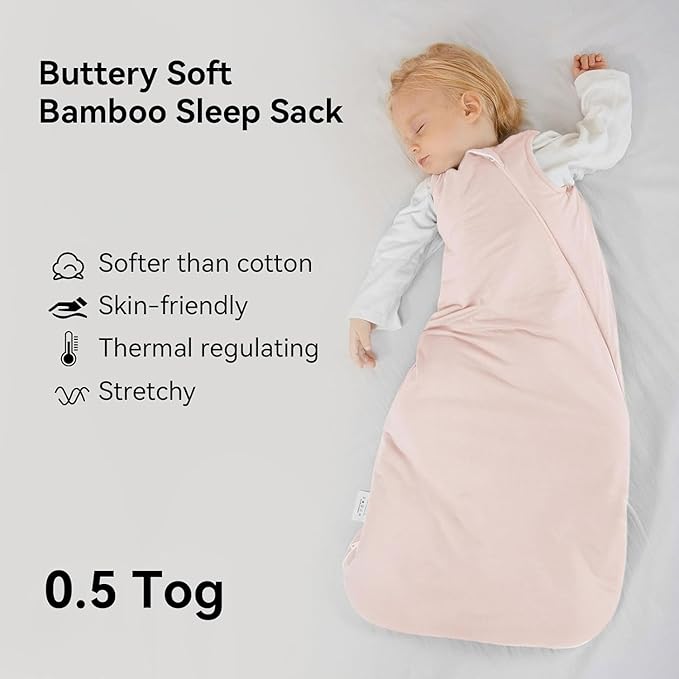BubblePanda Rayon Made from Bamboo Sleep Sack 12-18 Months 0.5 Tog Soft Lightweight Toddler Sleep Sack 1t for Babies 2-Way Zipper Wearable Blanket Baby 12 Months