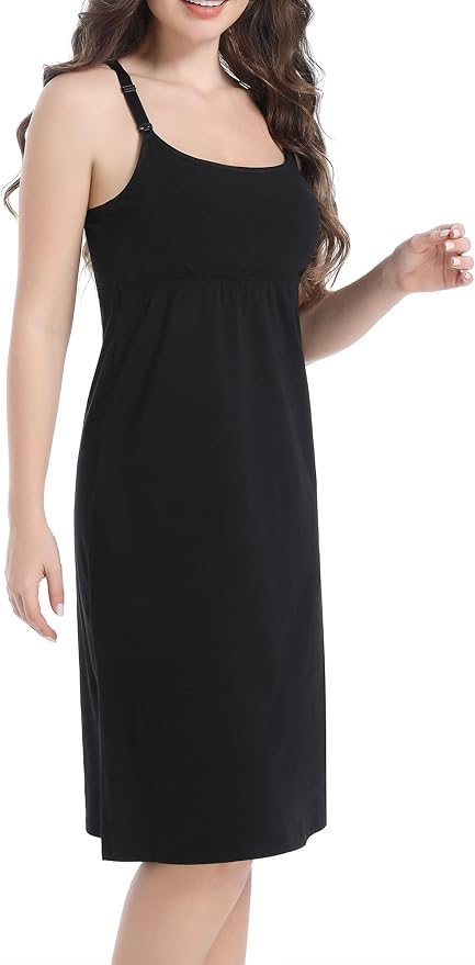 SUIEK 3-Pack Maternity Nursing Nightgown Cotton Breastfeeding Dress Pregnancy Tank Tops Sleepwear