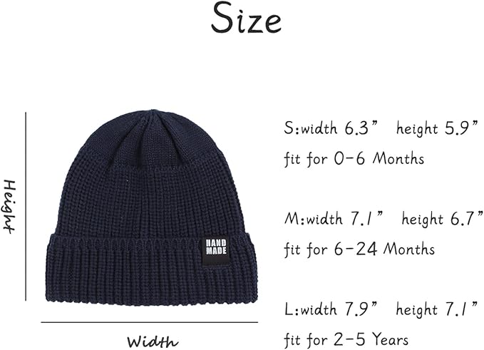 JANGANNSA Simple Knitted Baby Beanie Hip-Hop Boys Winter Hat Toddler Kids Bonnet for Girls 0-5Y