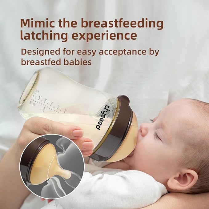 Thyseed PPSU Natural Breast-Like Bottle with Nipple(7-10 Months),10oz，1pack