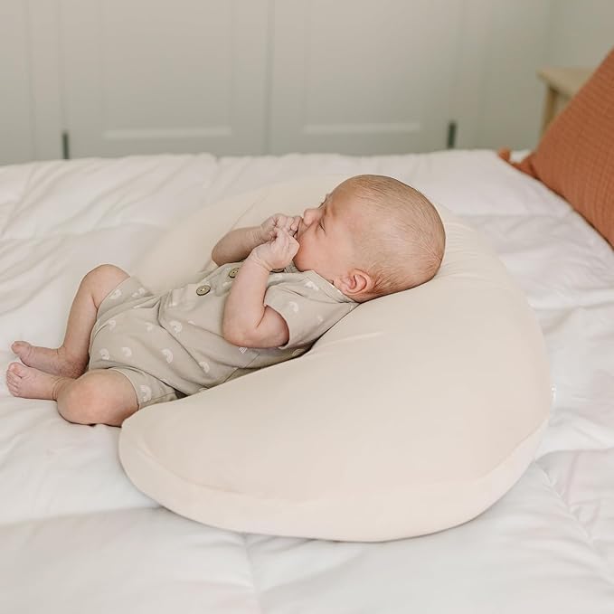 Konssy 2 Pack Nursing Pillow Covers, Stretchy and Soft Nursing Cover for Breastfeeding, Pillow Slipcover for Baby Girls Boys Newborn (Beige, Blossom)