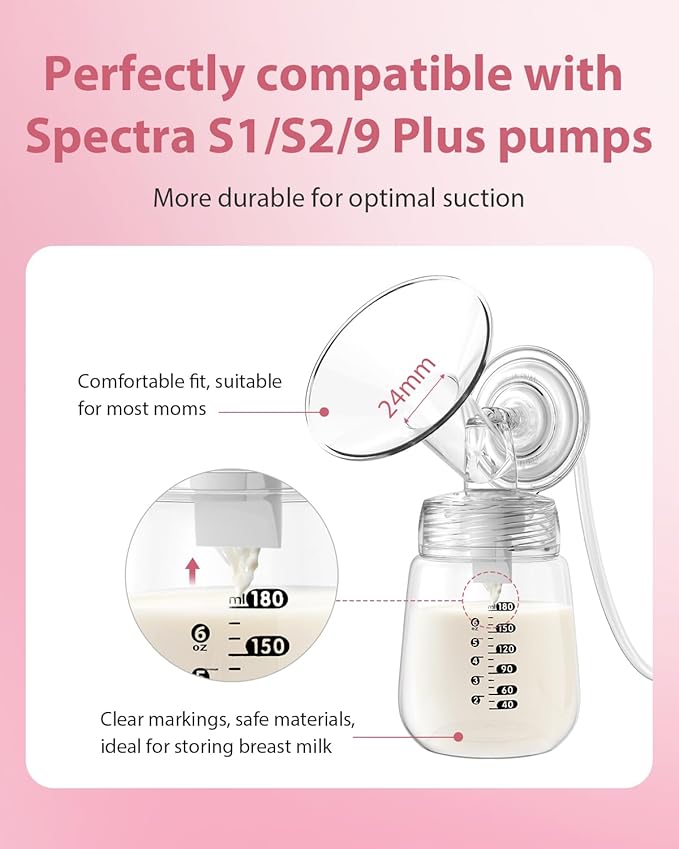 Electric Breast Pump Parts Compatible with Spectra S1/S2/9 Plus, 2Pcs Duckbill Valves and 2Pcs 23mm Flange (Not Original Spectra Accessories)