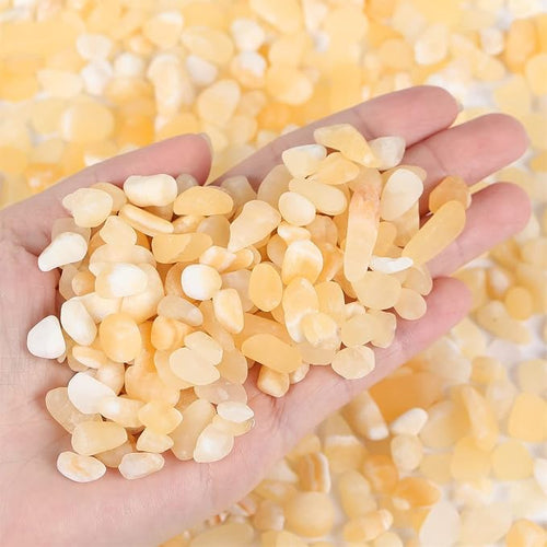 1lb Yellow Jade Aquarium Gravel Rocks Natural Tumbled Healing Crystal Chips - Image 2