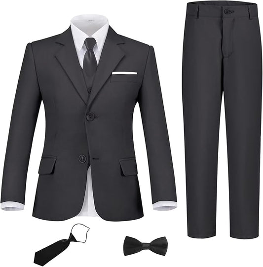 Boys Suit Set Slim Fit Kids Formal Suits Toddler Tuxedo Wedding Prom Classic Suits for Boy Teen Black Blue Dress Outfit