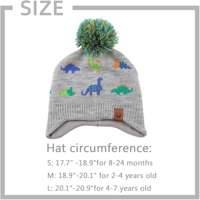 JANGANNSA Knitted Baby Hat Scarf Set Winter Warm Boys Girls Beanie Fleece Lining Toddler Kids Hats with Pompom