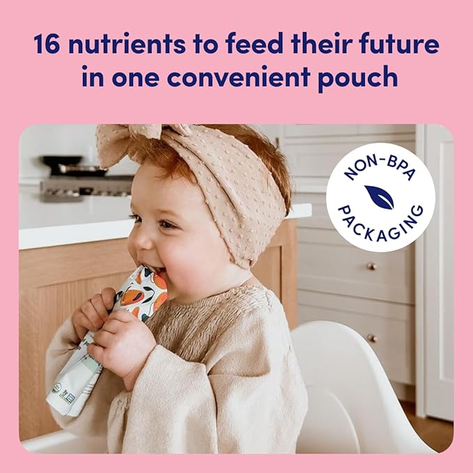 Cerebelly Organic Baby Food Pouches, Spinach Apple Sweet Potato Purees, 16 Nutrients, No Added Sugar, Fiber & Non-GMO, 4oz, 6 Pack
