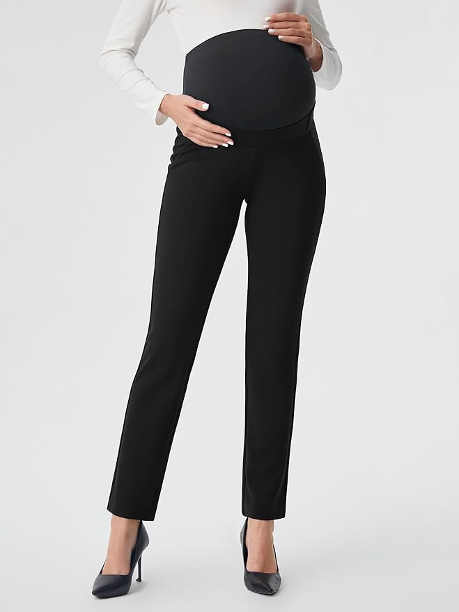 AFITNE Maternity Pants for Work Over The Belly Straight Leg Dress Slacks Strethy Pregnancy Office Casual Yoga Pants