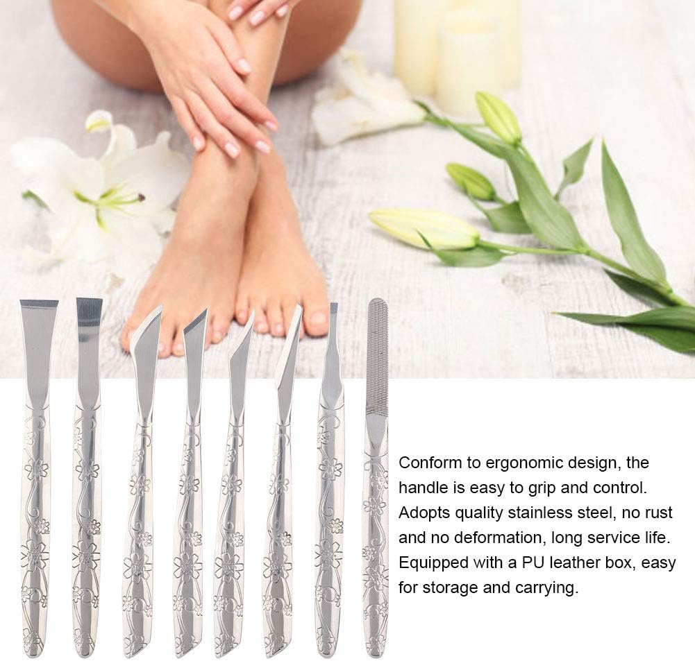 Watris Veiyi 8PCS Foot Shaver Pedicure Tool, Pedicure Knives Set, Stainless Steel Dead Skin Removal Kit, Foot File Callus Nail for Women Men Care Feet