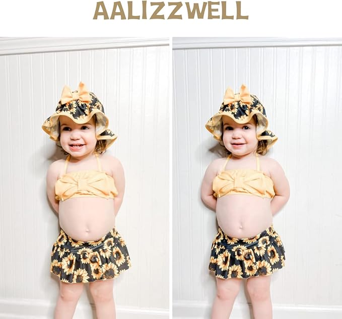 Aalizzwell Baby Girl 2-Piece Bikini Swimsuit with Hat