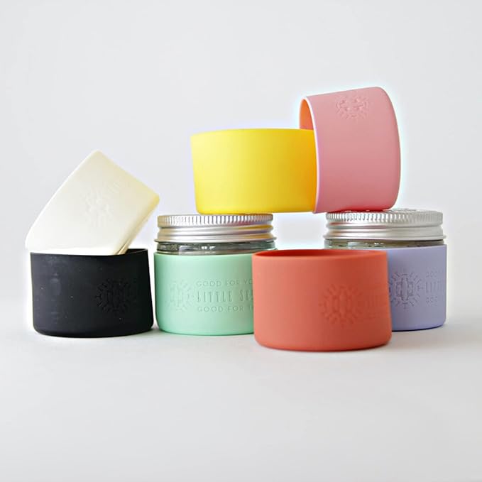Little Seed Farm Protective Silicone Sleeves for Jars - 2-Pack - Pastel Purple