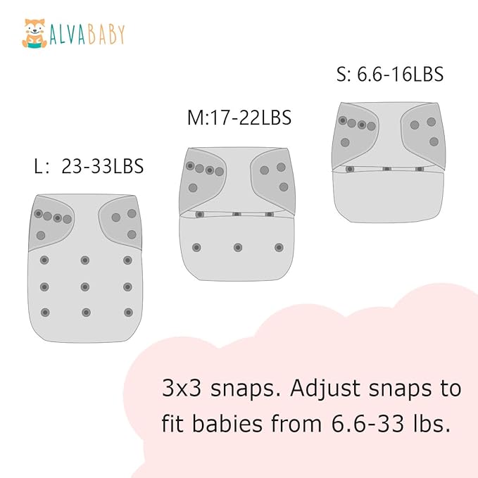 ALVABABY Baby Cloth Diapers 6 Pack with 12 Inserts Cloth Diaper Covers Adjustable Washable Reusable for Baby Girls and Boys 6DM130A