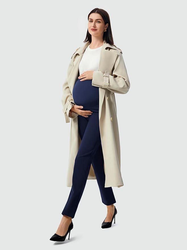 AFITNE Maternity Pants for Work Over The Belly Straight Leg Dress Slacks Strethy Pregnancy Office Casual Yoga Pants