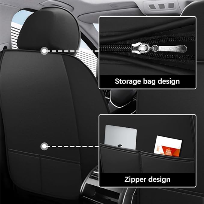 Leather Seat Cover for Ford Edge 2010-2026,Waterproof Soft Seat Covers,Interior Accessories Seat Covers Cushion Vehicle Protector Airbag Compatible(Black&Red,2PCS Front)