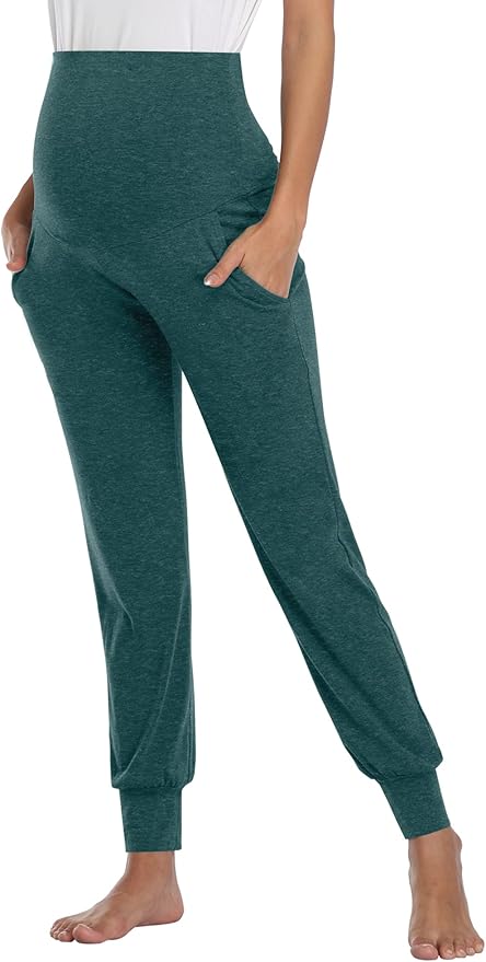 AMPOSH Women's Maternity Pants Stretchy Lounge Workout Pants Casual Loose Comfy Pregnancy Joggers with Pockets