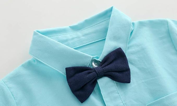 Boarnseorl Baby Boys Pants Sets,Toddler Gentleman Outfits, Infant Long Sleeve Shirt + Pants + Bow Tie + Suspenders
